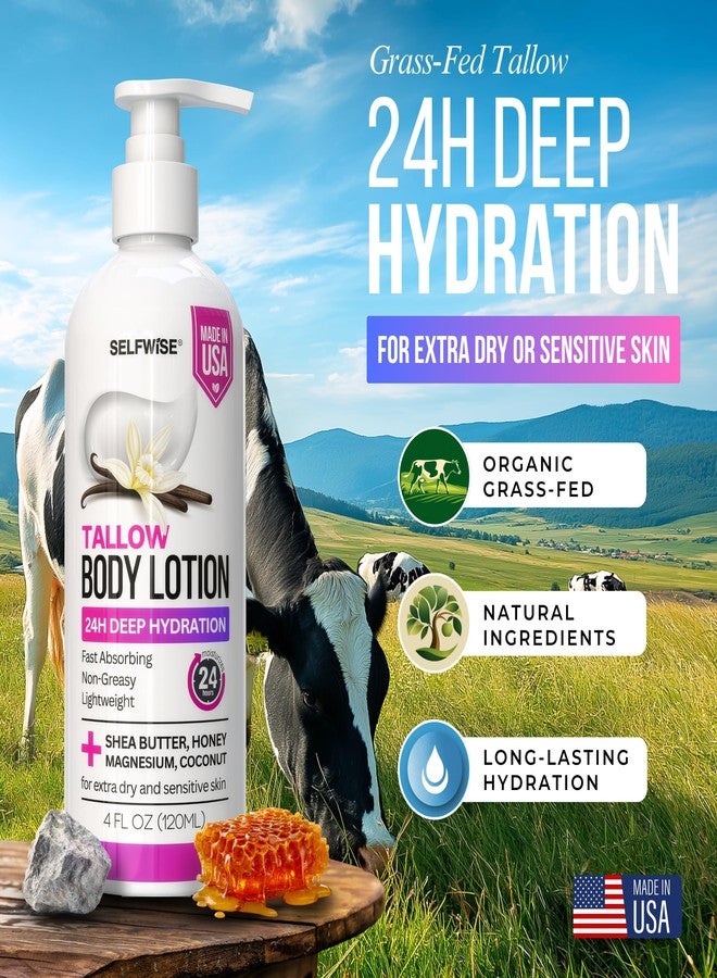 SELFWISE Beef Tallow Body Lotion with Magnesium & Shea Butter - Lightweight, Fast-Absorbing Body Cream with Avocado Oil & Vitamin E - Non-Greasy Moisturizer for Dry, Sensitive Skin - Daily Hydration, 4oz - Image 2