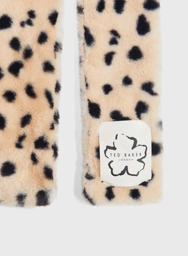 Ted Baker Fey Animal Print Faux Fur Scarf
