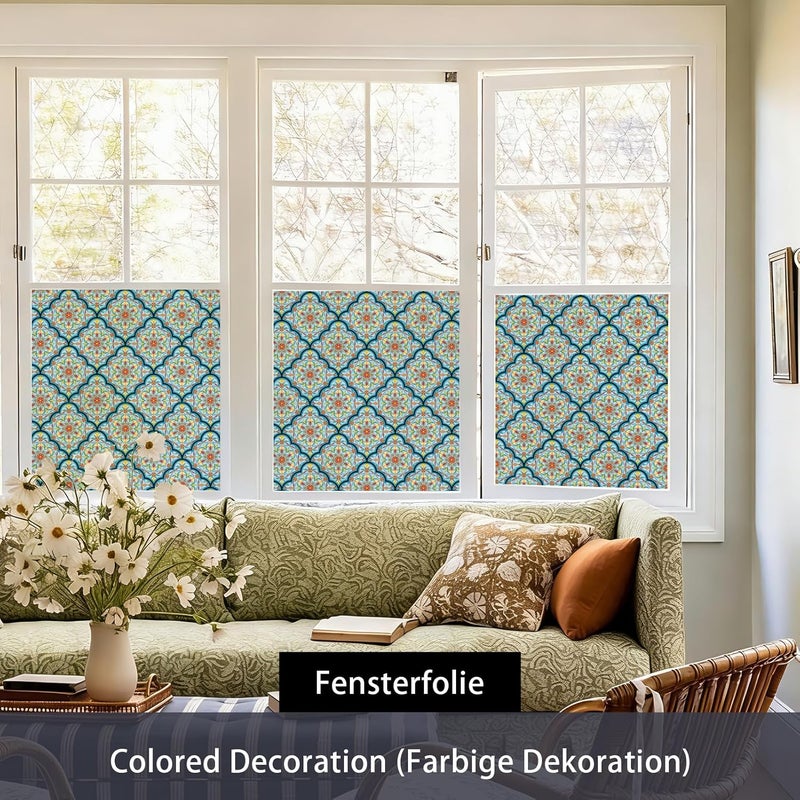 dktie Fensterfolie, Sichtschutzfolie, dekorative Fensterfolie im Bohème-Stil (Psychedelic Colorful 01, 44.5x200cm) - Image 5
