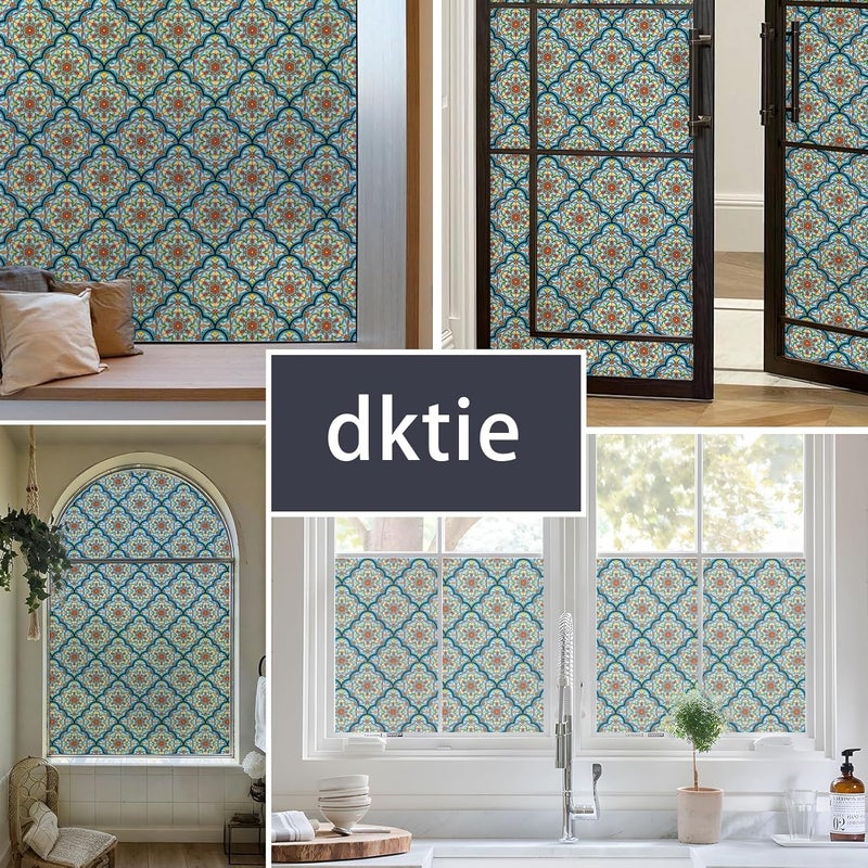 dktie Fensterfolie, Sichtschutzfolie, dekorative Fensterfolie im Bohème-Stil (Psychedelic Colorful 01, 44.5x200cm) - Image 4