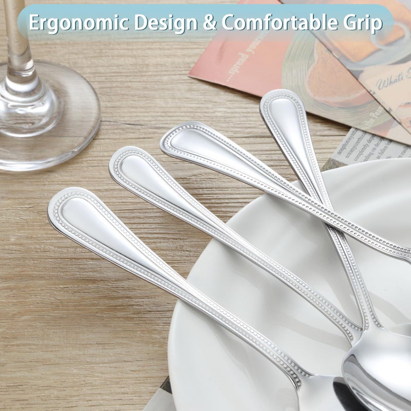 Gymdin 24 Pcs Spoons And Forks Set  Food Grade Stainless Steel With Pearl Dot Design Handle Silverware Set  Mirror Polished Dishwasher Safe  Silverware Forks And Spoons For Home Or Restaurant - Image 4