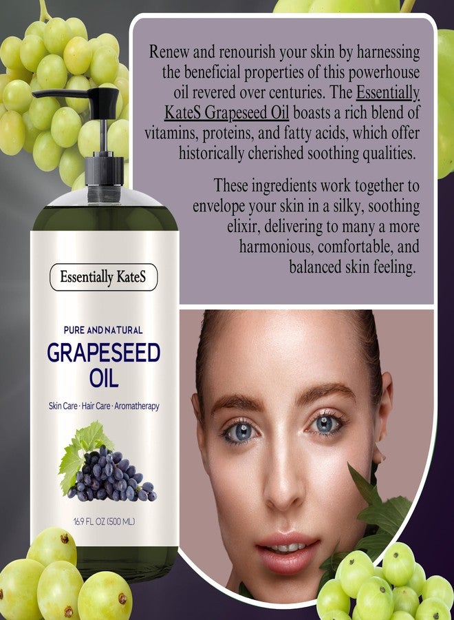Essentially KateS Grapeseed Oil 33.8 Fl Oz - Pack of 2 x 16.9 Fl Oz - 100% Pure and Natural and Cold Pressed - Image 2