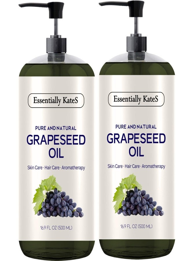 Essentially KateS Grapeseed Oil 33.8 Fl Oz - Pack of 2 x 16.9 Fl Oz - 100% Pure and Natural and Cold Pressed - Image 1