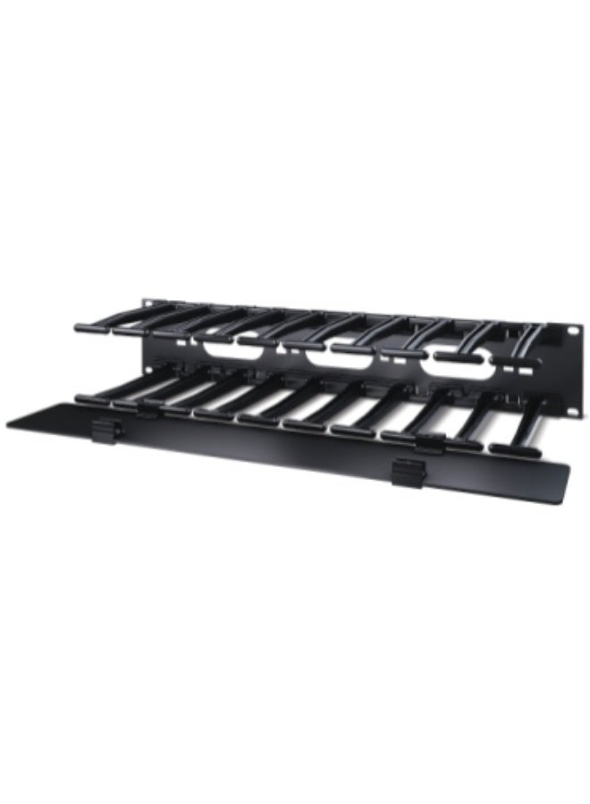 APC NetShelter 2U Horizontal Cable Manager with Cover, Single-Sided Rack Cable Organizer, Black - AR8606 - Image 2