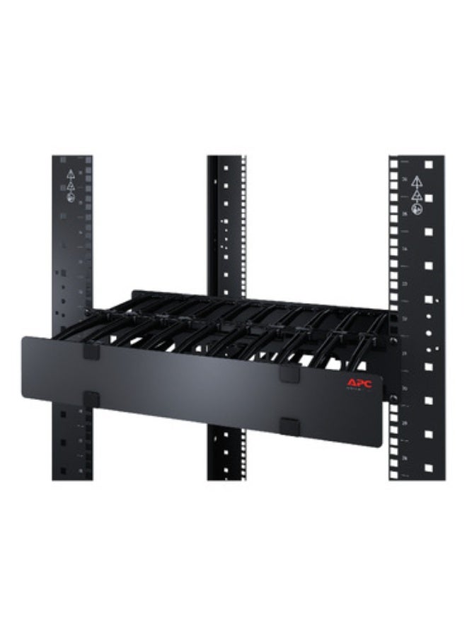 APC NetShelter 2U Horizontal Cable Manager with Cover, Single-Sided Rack Cable Organizer, Black - AR8606 - Image 3