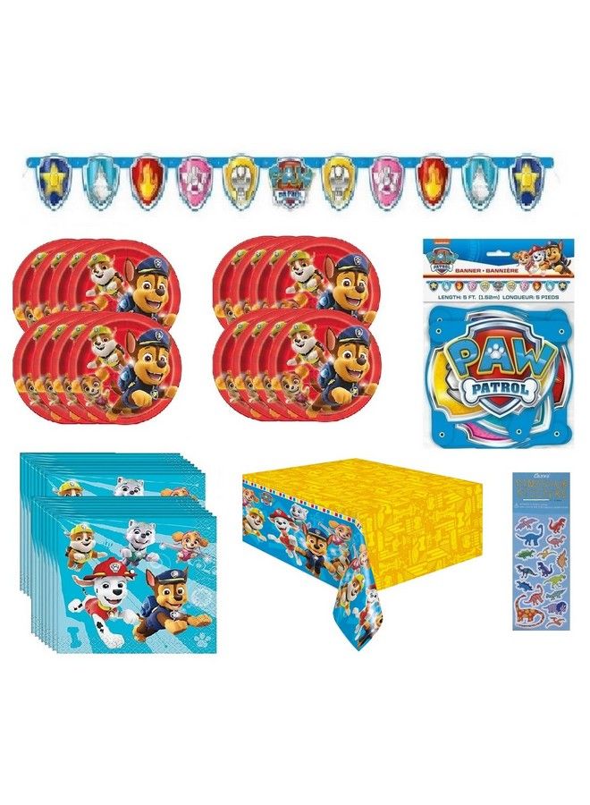 Unique Paw Patrol Birthday Party Supplies Decoration Bundle Pack Includes 16 Dessert Cake Paper Plates 16 Napkins 1 Table Cover 1 Party Banner (Bundle For 16) - Image 2