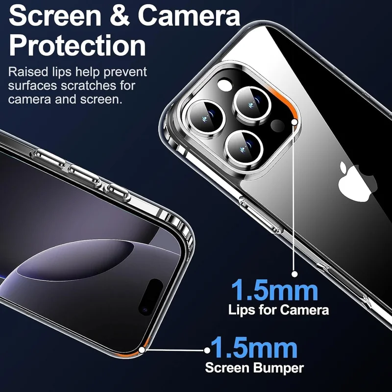 Bluepeak  BluePeak Case For iPhone 16 Pro max Clear Case Thin Transparent Silicone Gel Cover Case for iPhone 16 Pro max (Clear)  | Best Price UAE