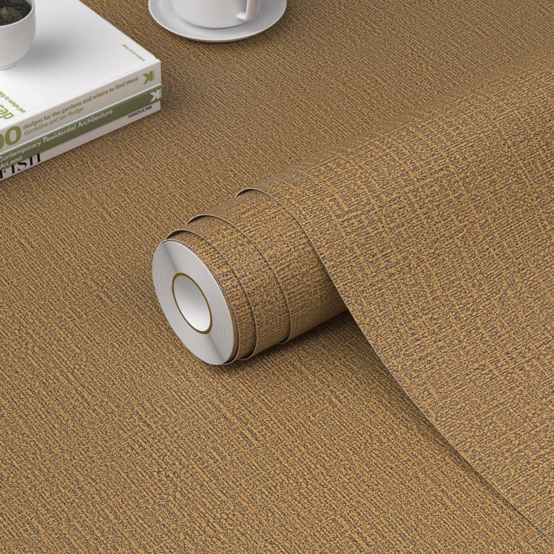 WADILE Grasscloth Peel and Stick Wallpaper 157in x 1968in Textured Contact Paper for Cabinets Faux Linen Wall Paper Pull and Stick Fabric Vinyl Wallpaper Self Adhesive Coffee