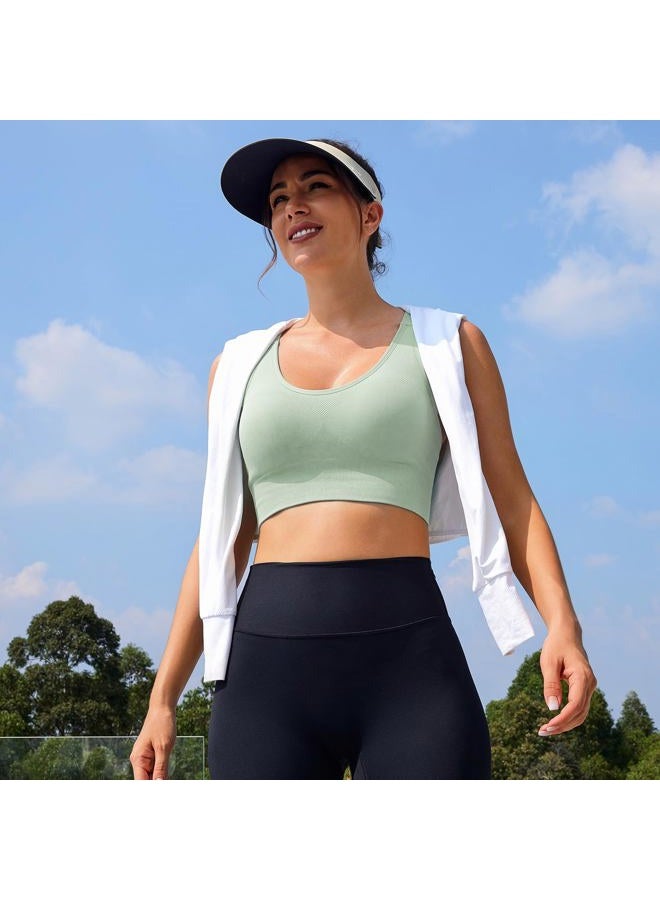 Evercute Adjustable Sports Bras for Women 3/4 Pack Racerback High Support Bras Padded Workout Bras Seamless Yoga Athletic Bra, Black-sage Green-gray 3 Pack, XL - Image 5