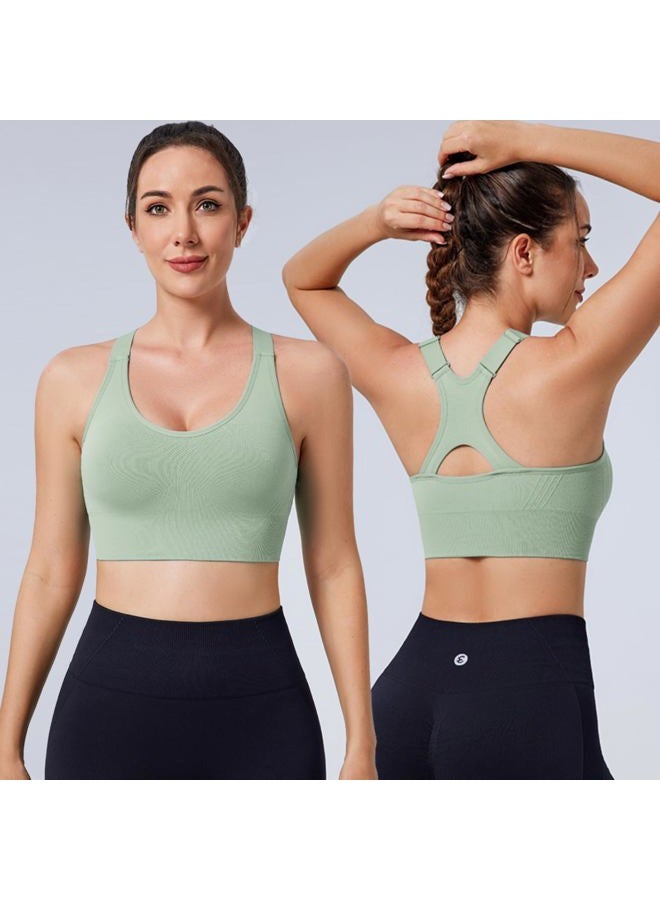 Evercute Adjustable Sports Bras for Women 3/4 Pack Racerback High Support Bras Padded Workout Bras Seamless Yoga Athletic Bra, Black-sage Green-gray 3 Pack, XL - Image 2