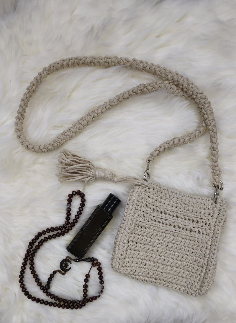 RandSac Beige Mini Cross Crochet Handbag - Image 2