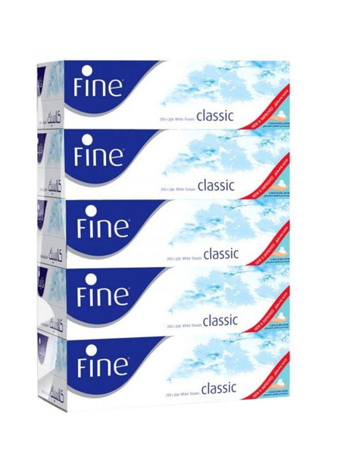 Fine Pack Of 5 Double Ply Tissues, 150-Count - Image 1
