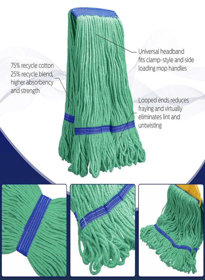 Eccliy 6 Pack Heavy Loop End Cotton String Mop Head Heavy Duty Mop Head Commercial Refills Mop Head Replacement for Home Industrial Commercial Cleaning (Green, Blue) - Image 3