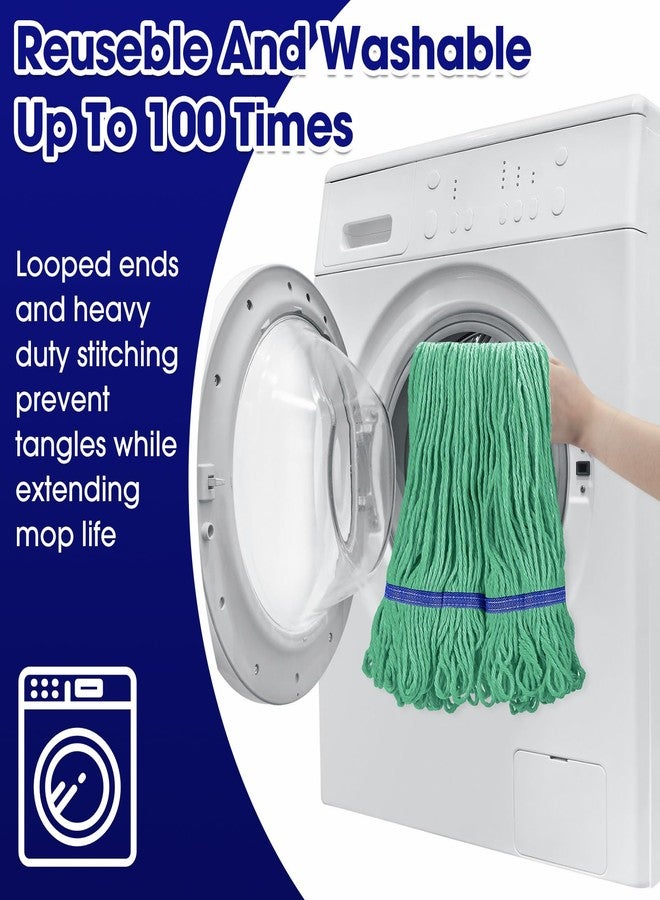 Eccliy 6 Pack Heavy Loop End Cotton String Mop Head Heavy Duty Mop Head Commercial Refills Mop Head Replacement for Home Industrial Commercial Cleaning (Green, Blue) - Image 4