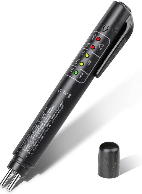 Brake Fluid Test Pen, Car Brake Fluid Inspection Tool Replacement Test Pen Test DOT3 DOT4 DOT5.1 Brake Fluid with 5 LED Indicator Hydraulic Oil and Water Analyzer Automatic Diagnostic Tester