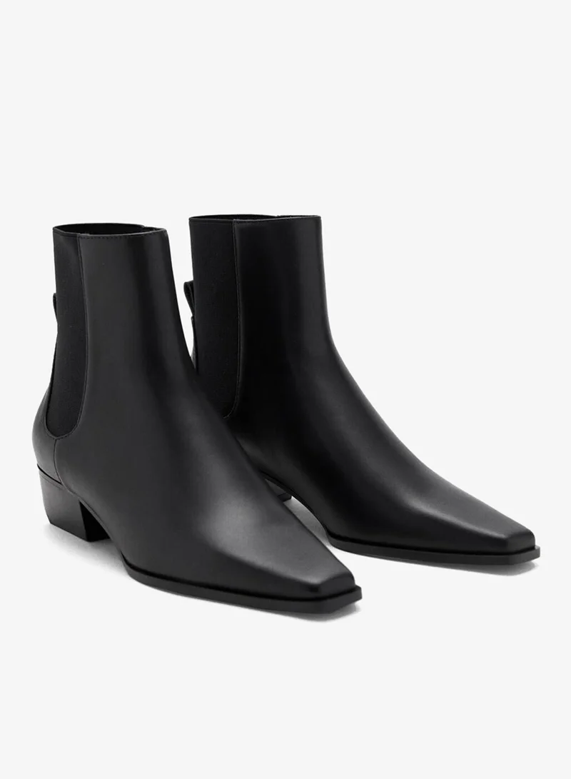 MANGO Leather heeled boots