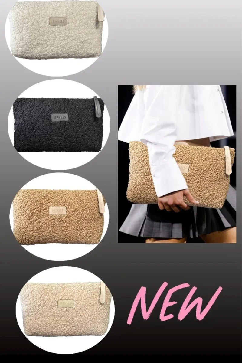 باهلس Women's Plush Teddy Clutch Portfolio Bag