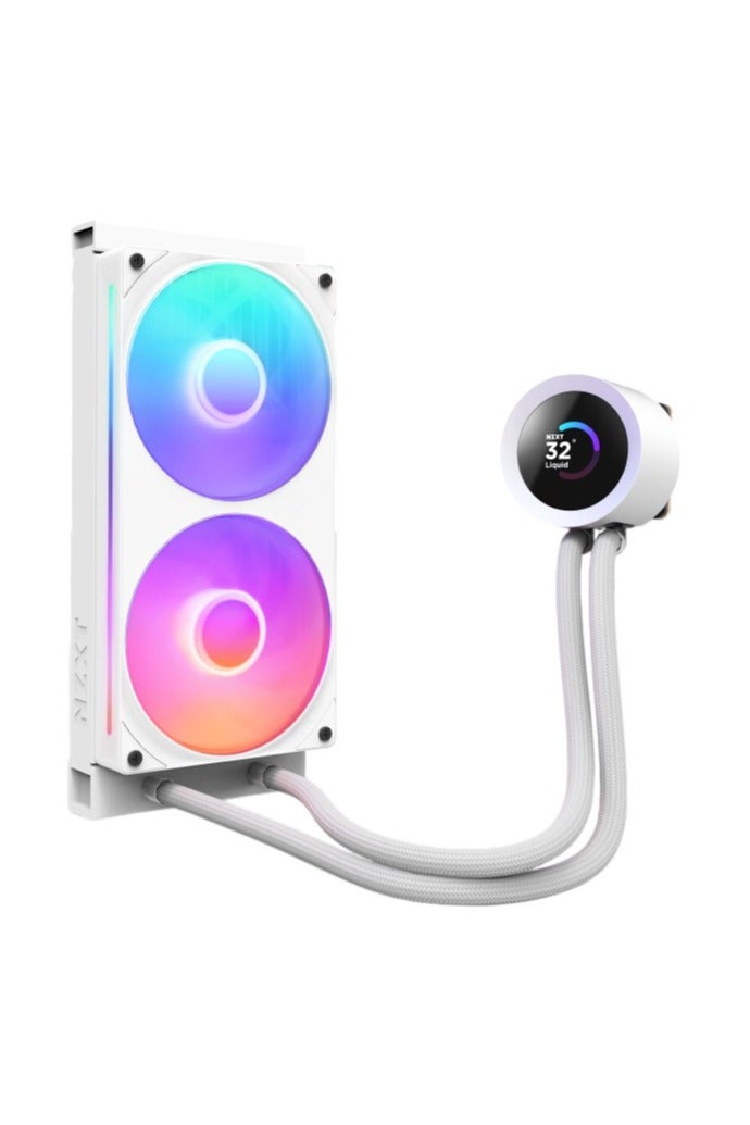 NZXT Kraken 240 RGB Plus AIO Liquid CPU Cooler, 240mm Radiator, 2x 120mm F120 RGB Fans, 1.54" Customizable LCD Display, Asetek 7th Gen Pump, CAM Software Control, Intel LGA1700/1200/115X, AMD AM5/AM4/sTRX4/TR4 Compatible, White | RL-KR240-W2 - Image 3