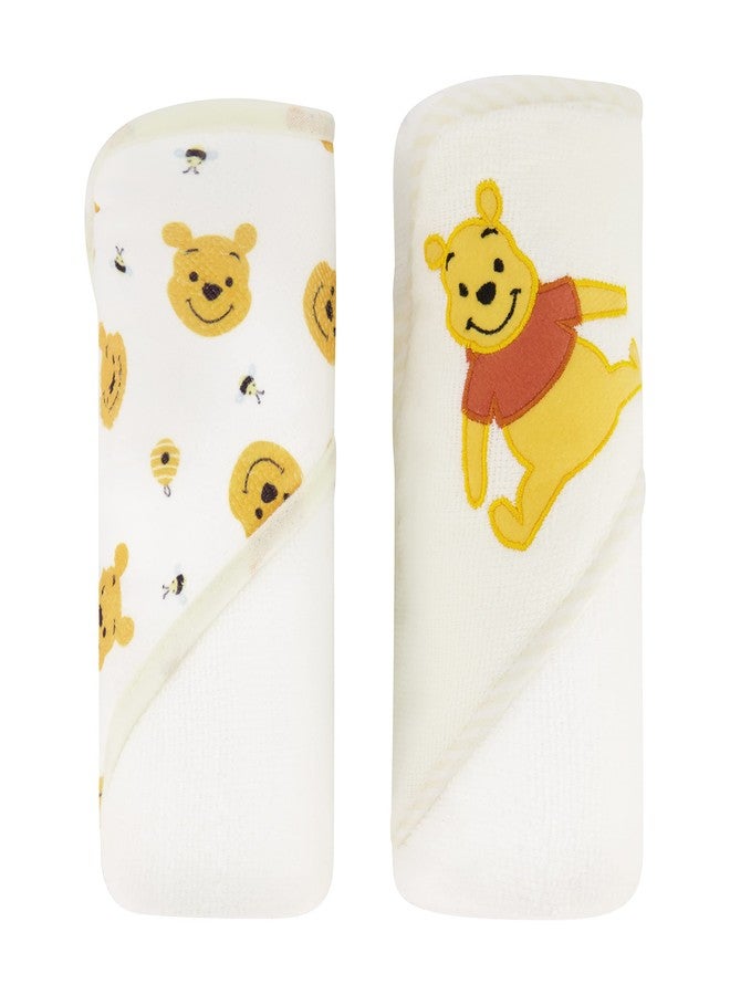 Disney Cudlie Baby Winnie The Pooh 2 Pack Rolled/Carded Hooded Towels in Sweet Life Print, 1 Count - Image 1