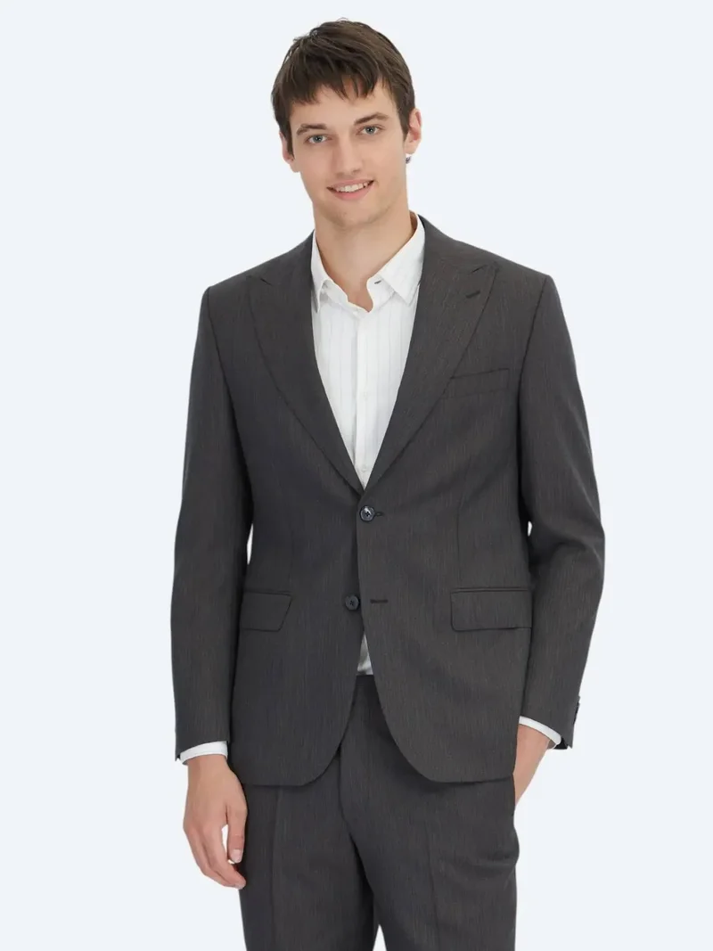 Kip Hard Coal Modern Fit Wool Blended Suit
