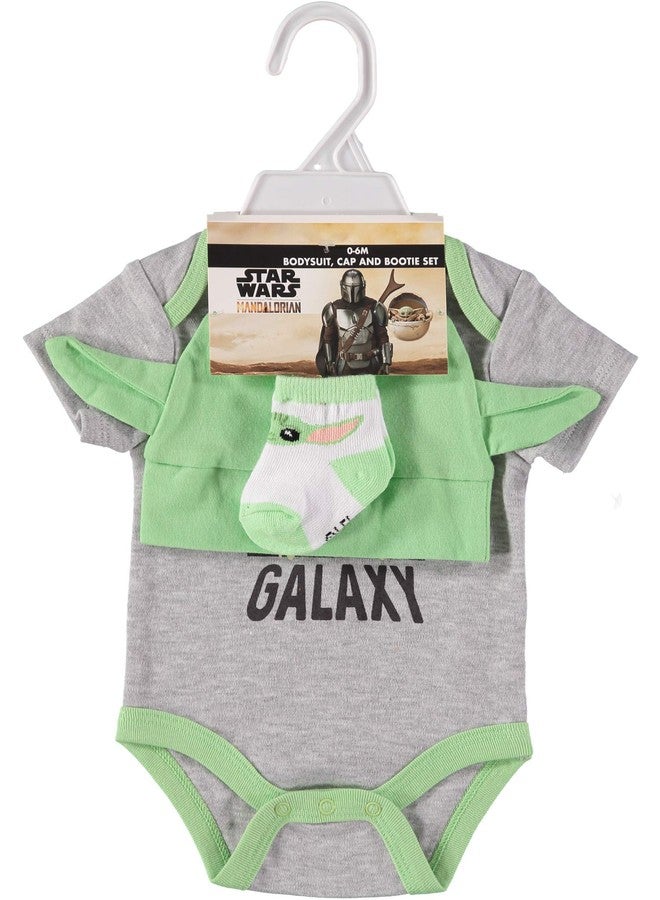 Happy Threads STAR WARS Yoda Baby Boys Bodysuit Bootie Socks and Hat 3 Piece Gift Set (Grey/Green/White, 0-6 Months) - Image 2