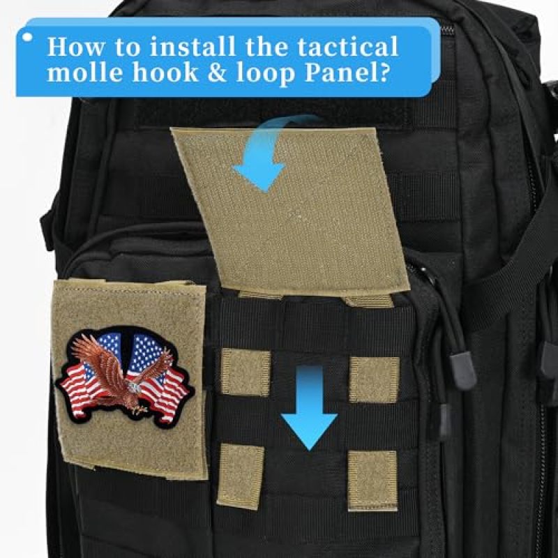 Molle Patch Panel: 16 Slots Khaki - Durable Hook And Loop Mounting For Tactical Gear Customization, Outdoor Activities, EDC Bags - Image 3