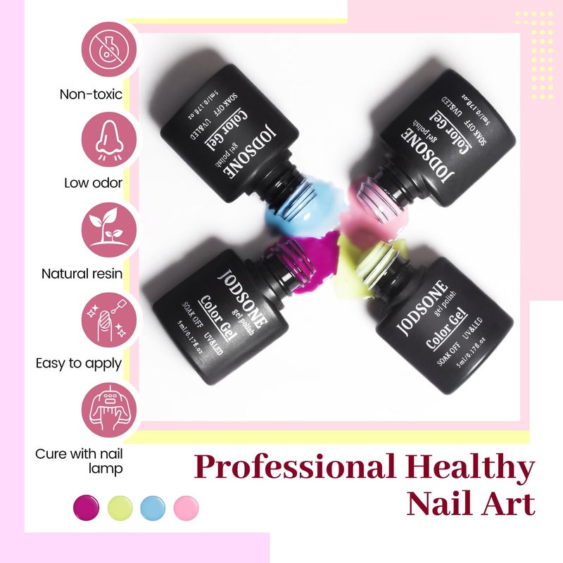 JODSONE 60 PCS Gel Nail Polish Starter Kit With U V Light 55 Kinds Of Color Glitter Gel Polish No Wipe Base And Glossy Matte Top Coat Easy To Apply - Image 3