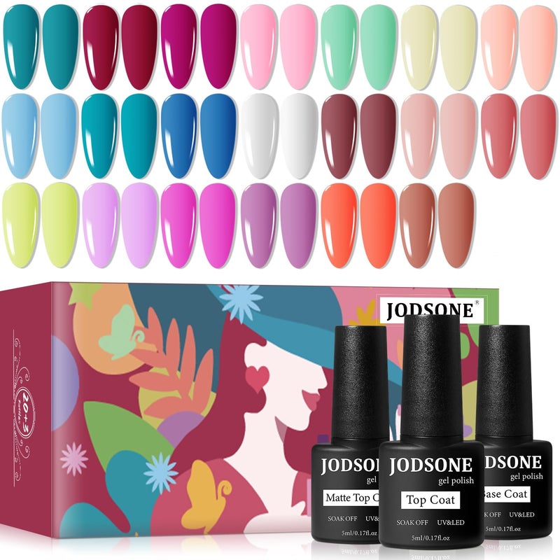 JODSONE 60 PCS Gel Nail Polish Starter Kit With U V Light 55 Kinds Of Color Glitter Gel Polish No Wipe Base And Glossy Matte Top Coat Easy To Apply - Image 1