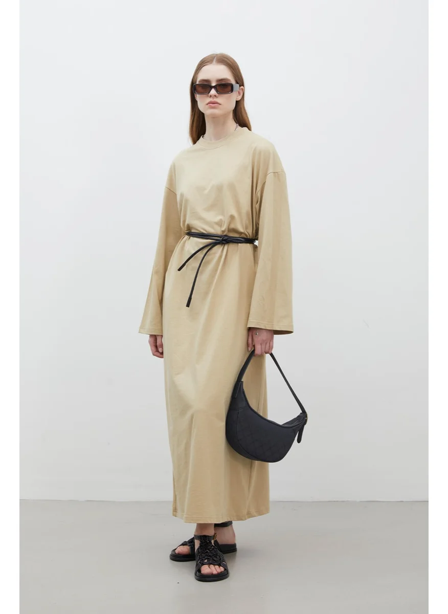 مانوكا Oversize Cotton Dress Camel