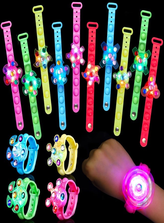 Effacera 24 Pack Light Up Fidget Spinner Bracelet, Party Favors for Kids 4-8 8-12, Glow in the Dark Halloween Goodie Bags Stuffers for Kids, Treasure Box Toys Classroom Prizes, Stocking Stuffers Birthday Gift - Image 1
