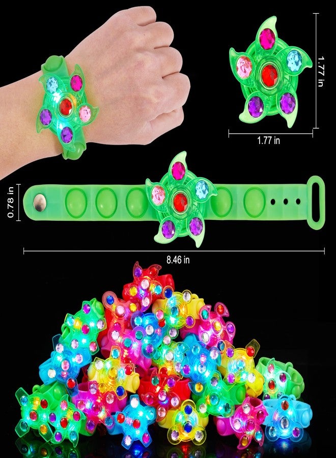 Effacera 24 Pack Light Up Fidget Spinner Bracelet, Party Favors for Kids 4-8 8-12, Glow in the Dark Halloween Goodie Bags Stuffers for Kids, Treasure Box Toys Classroom Prizes, Stocking Stuffers Birthday Gift - Image 3