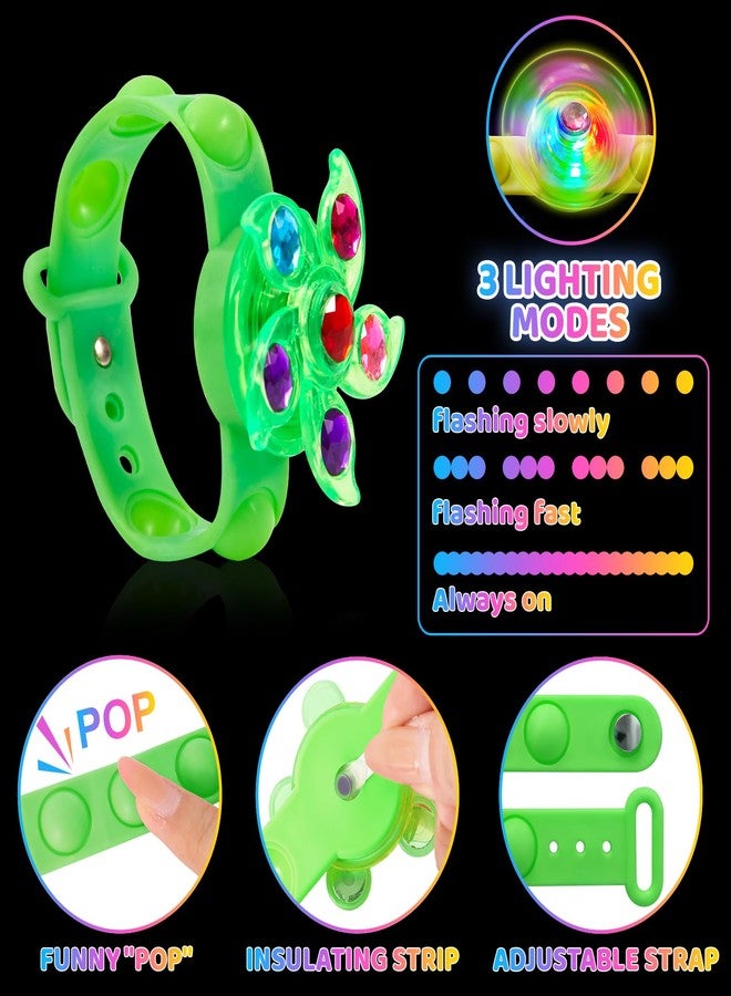 Effacera 24 Pack Light Up Fidget Spinner Bracelet, Party Favors for Kids 4-8 8-12, Glow in the Dark Halloween Goodie Bags Stuffers for Kids, Treasure Box Toys Classroom Prizes, Stocking Stuffers Birthday Gift - Image 5