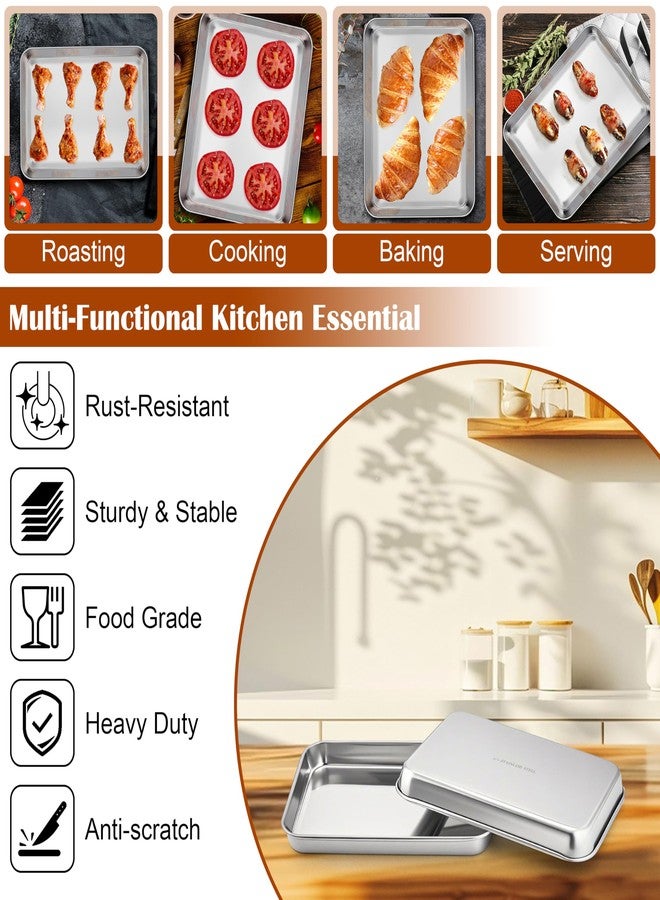 E-far Small Baking Sheet with Wire Rack (2 Pans + 2 Racks), Stainless Steel Cookie Sheets Trays & Cooling Rack for Toaster Oven, Non Toxic & Warp Resistant, Oven & Dishwasher Safe, 10.5 x 8.3 x 1 Inch - Image 4