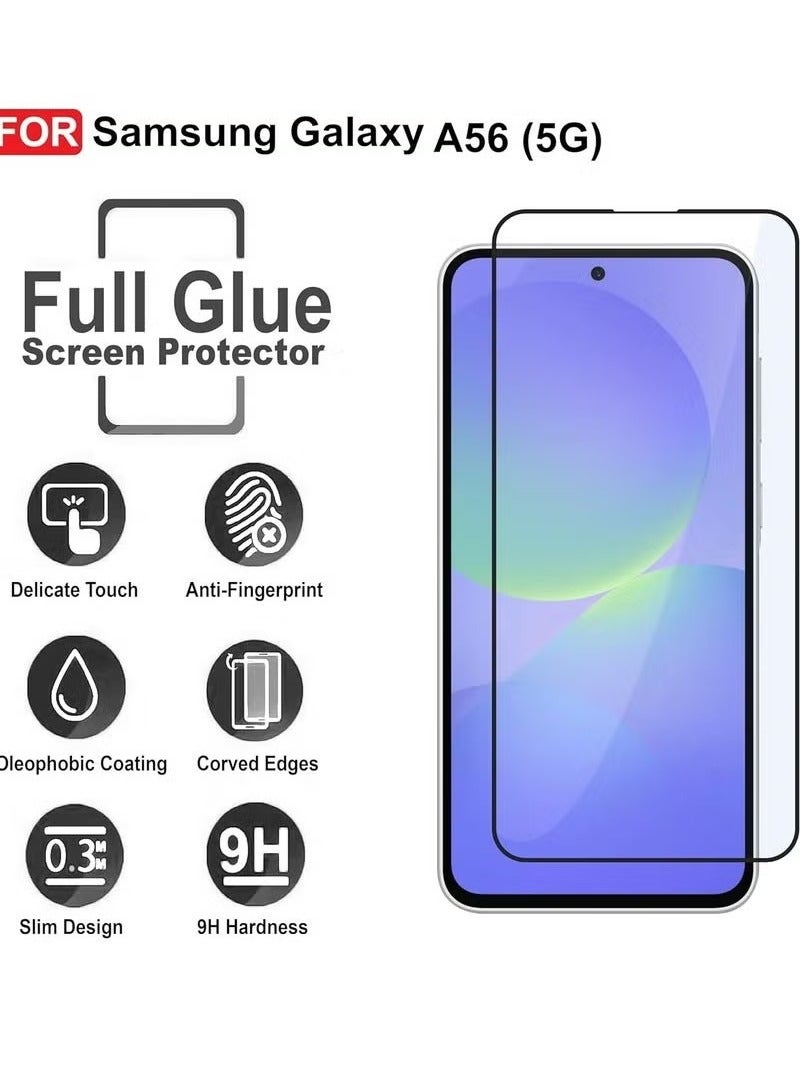 JAJEEK Samsung A56 5G Screen Protector – Full Edge-to-Edge Tempered Glass Film – Anti-Scratch, Anti-Fingerprint, 9H Hardness, HD Clarity Screen Guard – Ultra-Slim Bubble-Free Glass for Samsung Galaxy A56 5G (2025), 6.7 Inch Display - Image 2