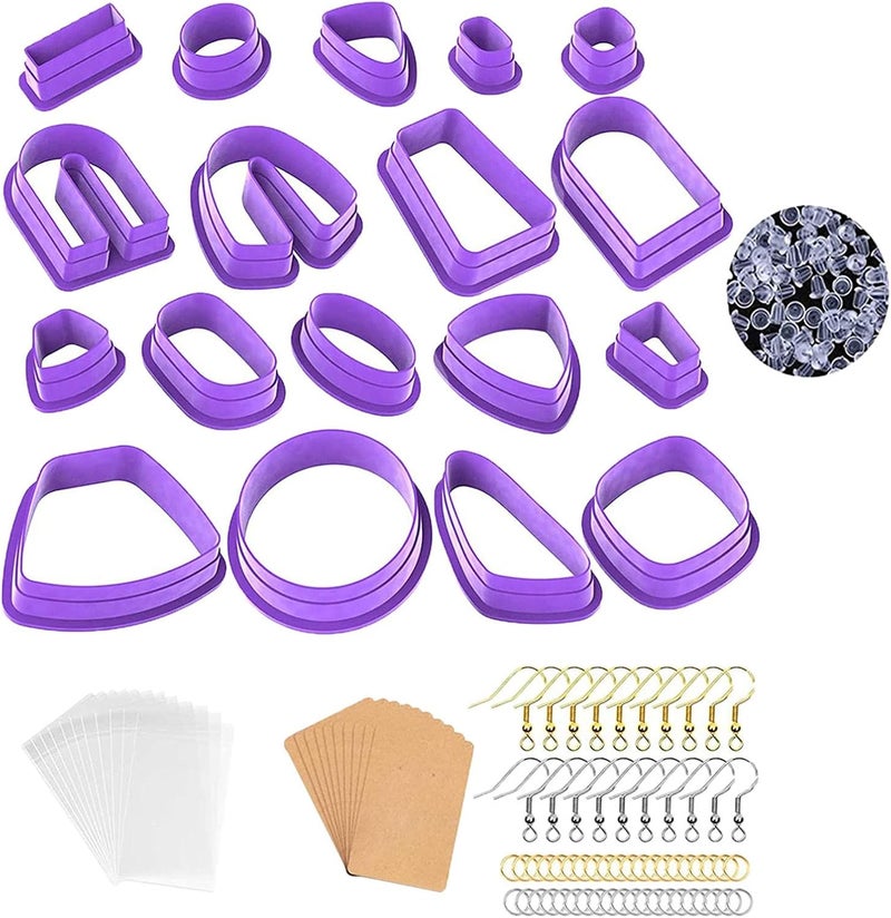 كلاراكو مجموعة قواطع طين البوليمر، 18 قاطعة طين لصنع مجوهرات طين البوليمر، قواطع أقراط من طين البلاستيك، بنفسجي - Image 3