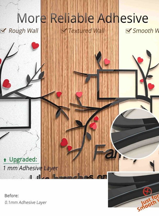 DecorSmart Love Family Tree Wall Decor Picture Frame Collage Removable 3D DIY Acrylic Wall Stickers for Living Room with Red Heart and Quote Family Like Branches on a Tree - Image 4