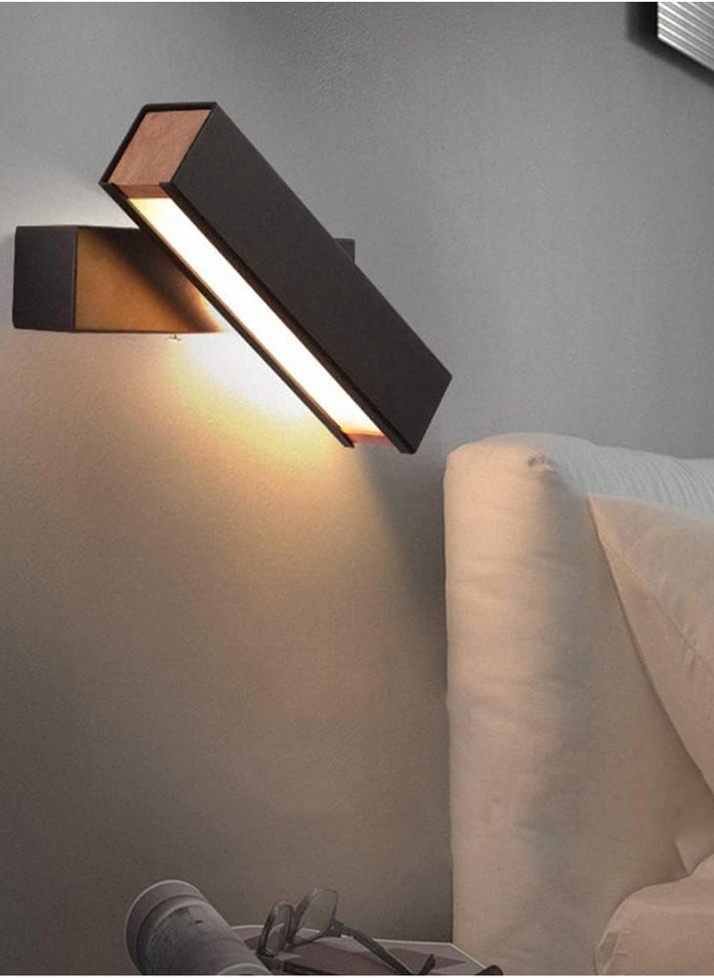 LOOPITYS Warm light (3000K)-Wall Light LED Wall Sconce Modern Simple Bedside Light 270° Rotatable Wall Lantern Wood Wall Mounted Light Home Ceiling Wall Sconce Compatible with Living Room Home Bedside Decor Lamp  - Image 2