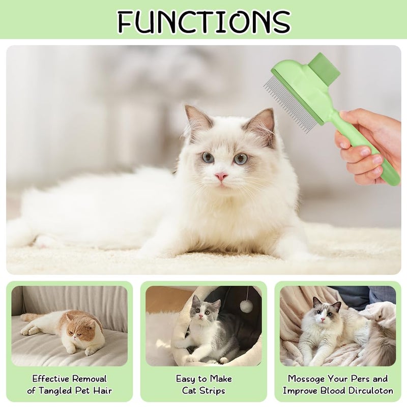 OFFCUP Cat Comb, Self Cleaning Cat Combs, Grooming Comb Pet Hair Removal Comb with Release Button Remove Dead Hair - Image 5