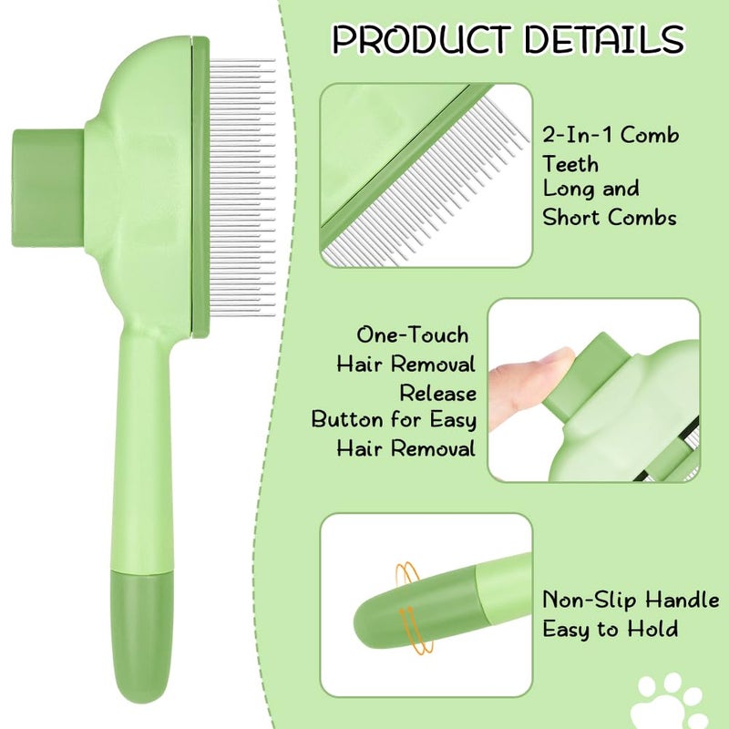 OFFCUP Cat Comb, Self Cleaning Cat Combs, Grooming Comb Pet Hair Removal Comb with Release Button Remove Dead Hair - Image 4