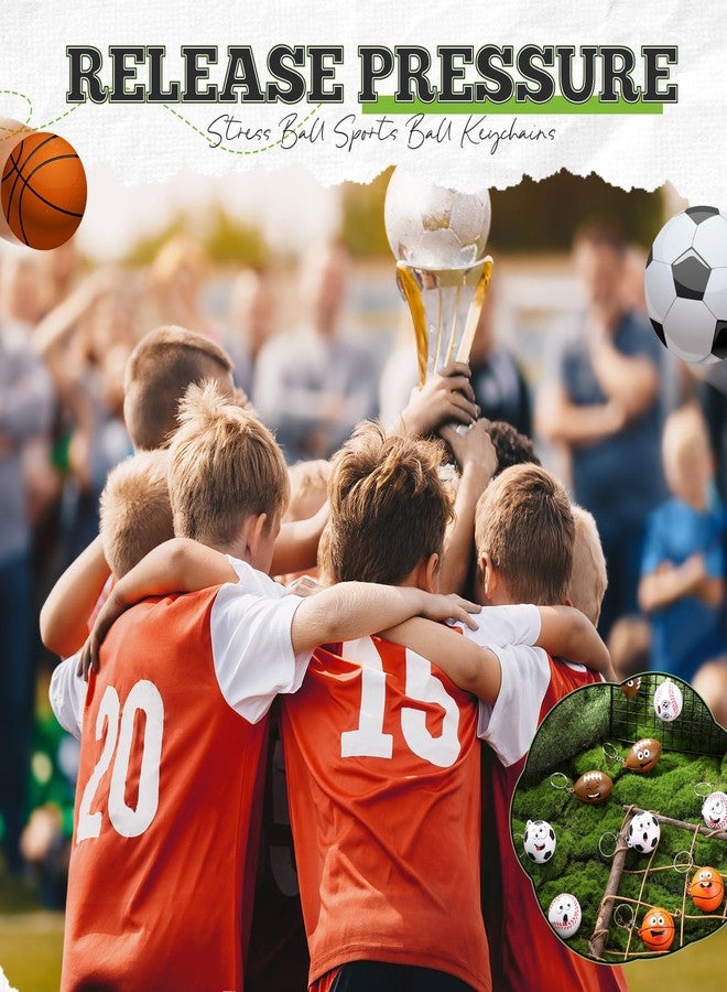Arrowbash 32 Pcs 12 Pcs Keychains Gifts Mini Sport Face Stress Balls Keychain for Classroom Exchange for Stress Ball Sports Valentines for Boys, Girls School Party Favors - Image 3