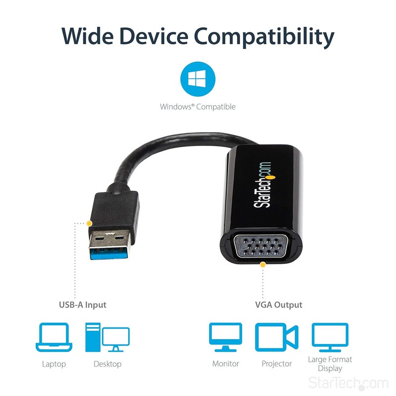 Star Tech .com USB 3.0 to VGA Adapter, USB to VGA Monitor Converter for Windows, Slim, TAA (no support for macOS/ChromeOS/Linux) - Image 5