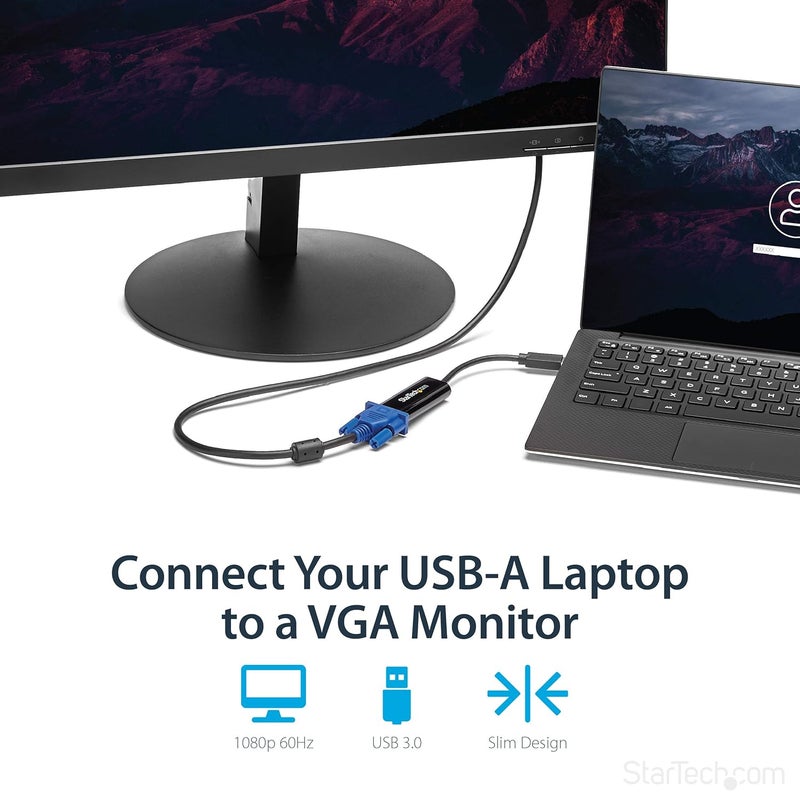 Star Tech .com USB 3.0 to VGA Adapter, USB to VGA Monitor Converter for Windows, Slim, TAA (no support for macOS/ChromeOS/Linux) - Image 2