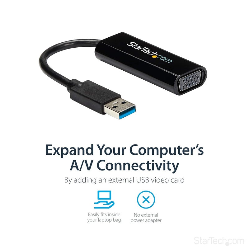 Star Tech .com USB 3.0 to VGA Adapter, USB to VGA Monitor Converter for Windows, Slim, TAA (no support for macOS/ChromeOS/Linux) - Image 3