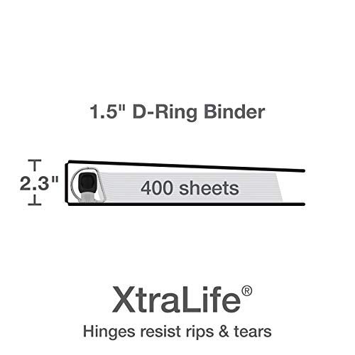 Oxford 3 Ring Binders, Binders for School, 1.5 Inch ONE-Touch Easy Open D Rings, 3-Sided View Binder Covers, Xtralife Hinge, Non-Stick, PVC-Free, Assorted Colors, 375-Sheet Capacity, 4 Pack (79907) - Image 3