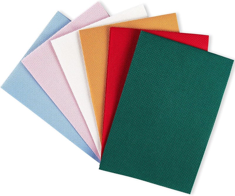 CANFOISON 6 Pieces Aida Cloth 14 Count, Cross Stitch Fabric 6 Colors, 12 inch by 18 inch - Image 3