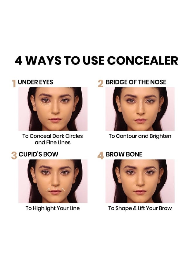 Recode Concealer comes with Natural Matte Finish & Blendable High Coverage Formula, Waterproof & Lightweight, Shade 03 Light Medium, 6ml  - Image 4