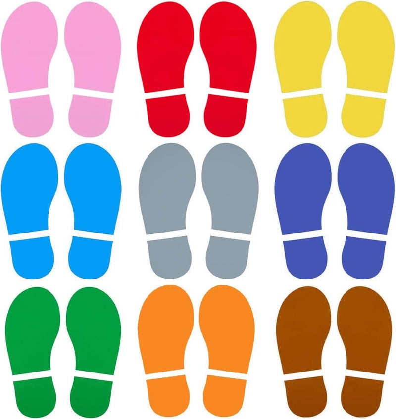 MixTeach 45 Pairs 90 Prints Kids Shoes Decals 8 Inch Footprint Stickers PVC Classroom Floor Footprint Stickers for Class, Dance Studio, Office Floor Wall Stairs Decoration, Back-to-School Supply, Mix-Color - Image 1