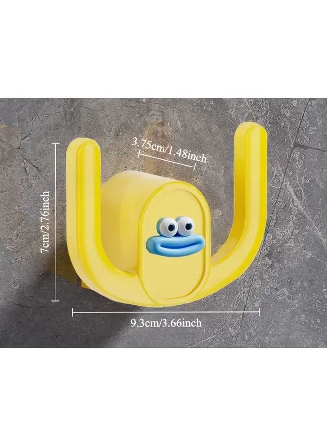 3Pcs Adhesive Animal Face Hooks For Bathroom Towel Storage In White - Image 3