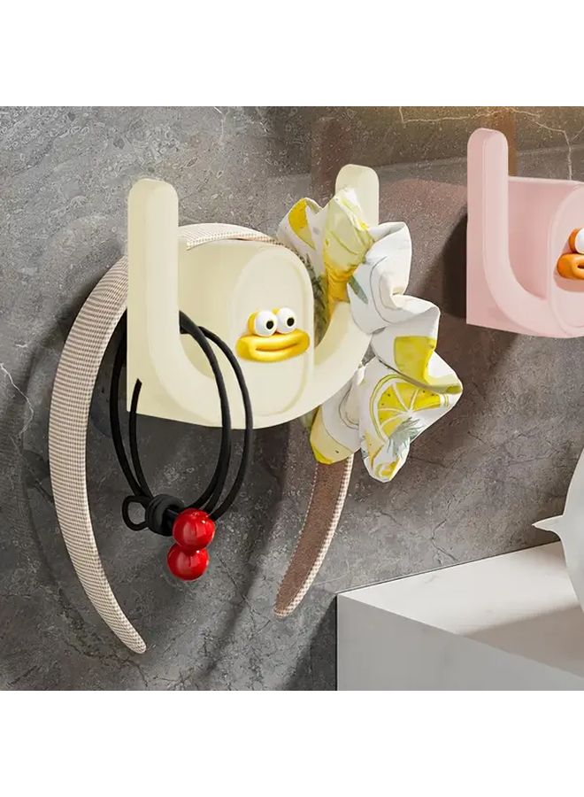 3Pcs Adhesive Animal Face Hooks For Bathroom Towel Storage In White - Image 5
