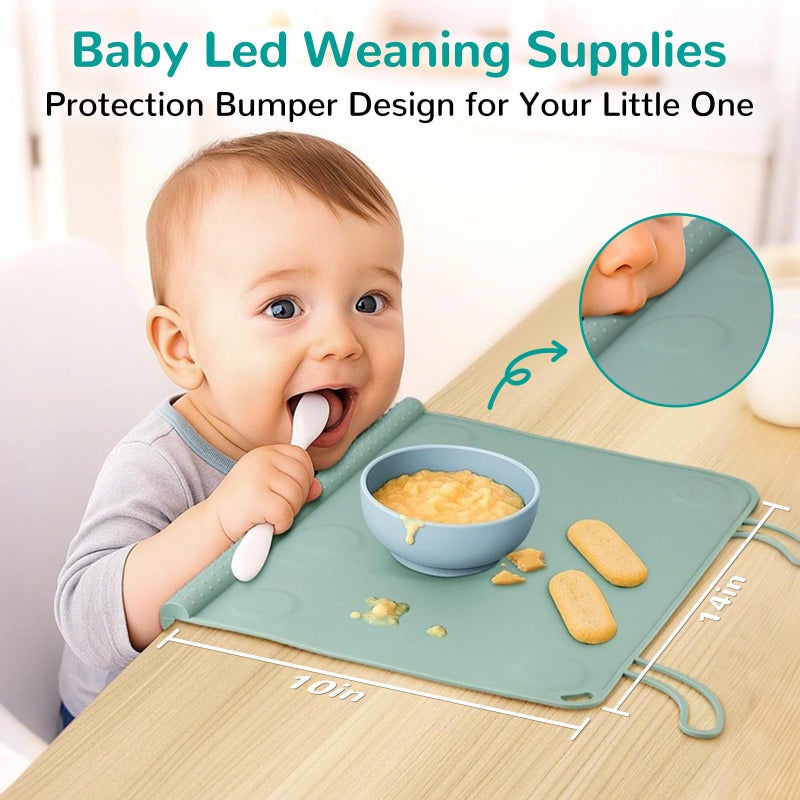 DZDOV Silicone Placemat for Toddler Eating: Wipe Clean & Roll Up in The Diaper Bag - Table Mat for Restaurant/Travel/On-The-Go - Image 5